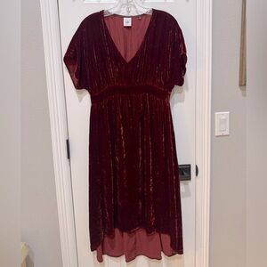 Midi length crushed velvet dress - cinches in under bra strap area